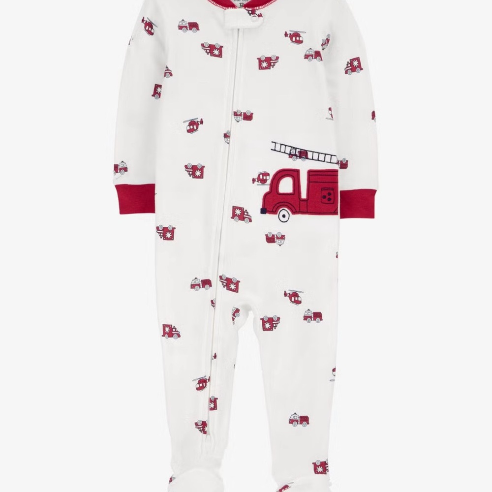 Baby 1-Piece Firetruck 100% Snug Fit Cotton Footie Pajamas